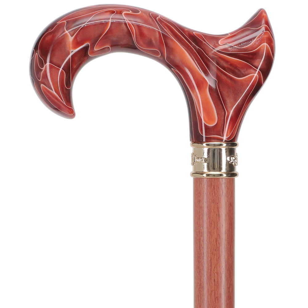 Hand-Specific Vivid Sunset Cane: Pearlescent, Rosewood & Brass Finishline Online