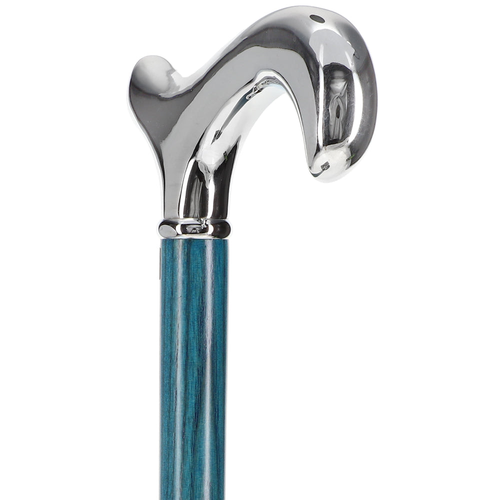 Scratch and Dent Luxury Blue Chrome Derby Cane - Stained Denim Ash Wood V3432 Sale Pick A Best