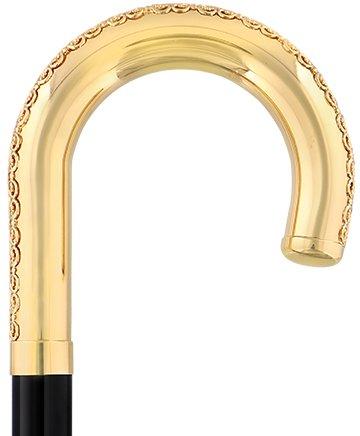 24K Gold Plated Tranquil Tourist Walking Cane w/ Black Beechwood Shaft & Collar Outlet Locations Sale Online