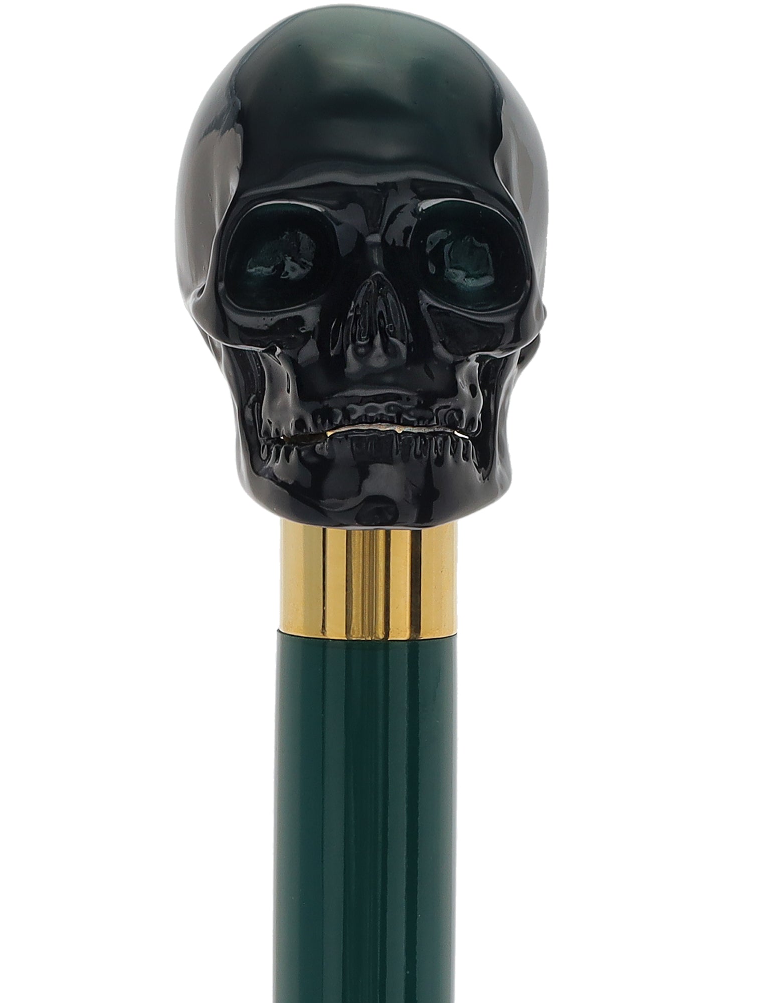 Shaded Green Skull Walking Stick with Green Beech wood shaft Visit New Online