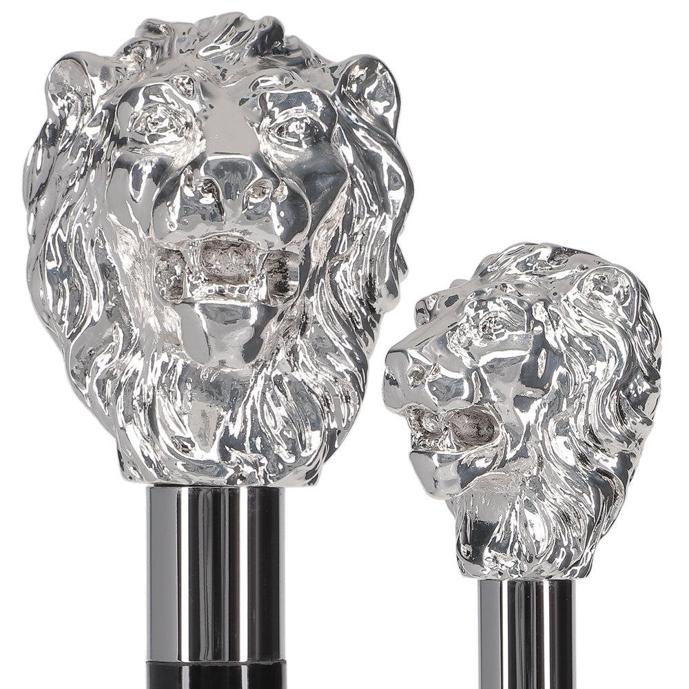 Scratch and Dent Italian Luxury: Majestic Lion Head Walking Stick, 925r Silver V2401 New Arrival Cheap Online