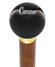 Licensed Camaro Emblem Black Round Knob Cane w/ Custom Color Ash Shaft & Collar Many Kinds Of Online