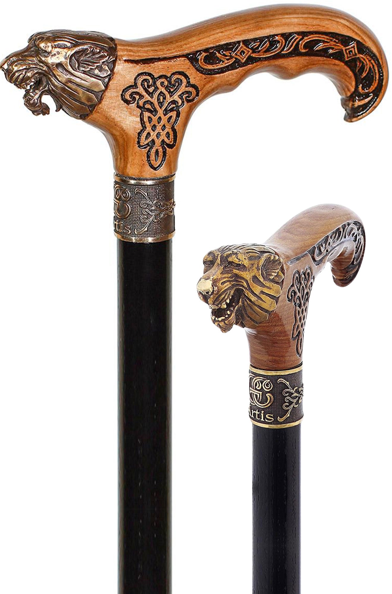 Bronze Direwolf Handcarved Celtic Art Derby Walking Cane How Much Online