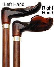 Hand-Specific Palm Grip Cane: Translucent Amber & Cherrywood 100% Original