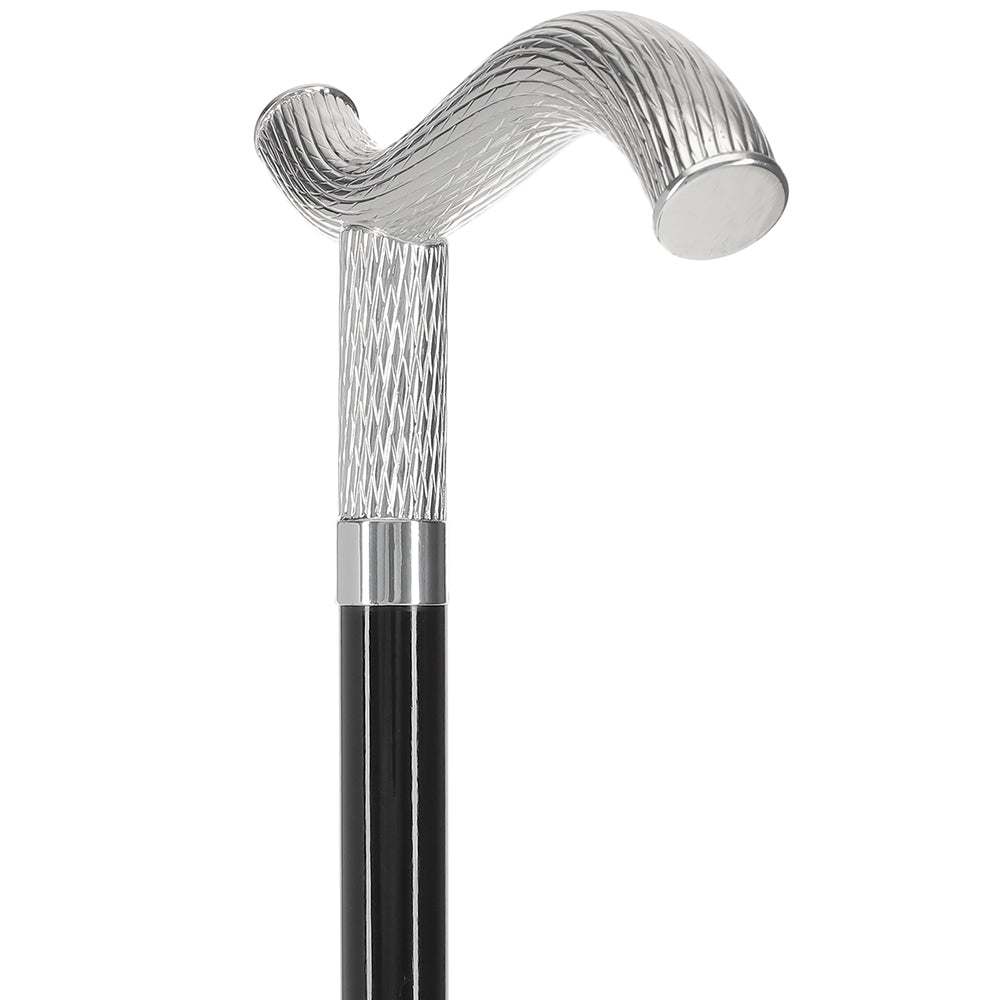 Italian Luxury: Twisted Ribbed Fritz Handle Cane, In 925r Silver Best Sale Cheap Pice