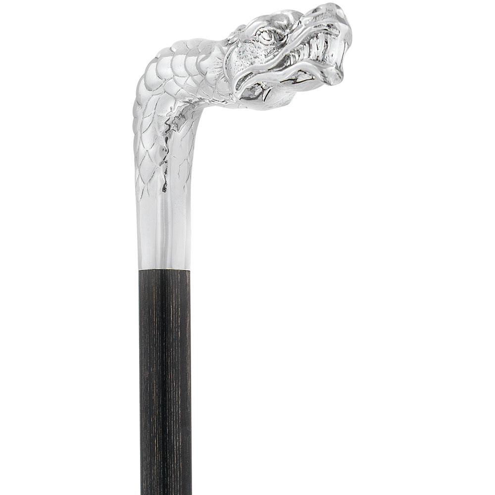 Dragon Cane Silver Plated Fritz Handle w/ Carbon Fiber Shaft With Credit Card For Sale