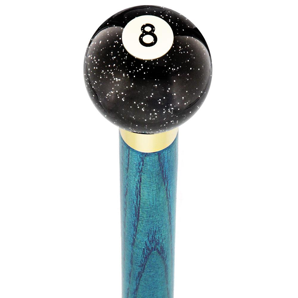 8 Ball Black Sparkle Round Knob Cane w/ Custom Color Ash Shaft & Collar Cheap Finishline