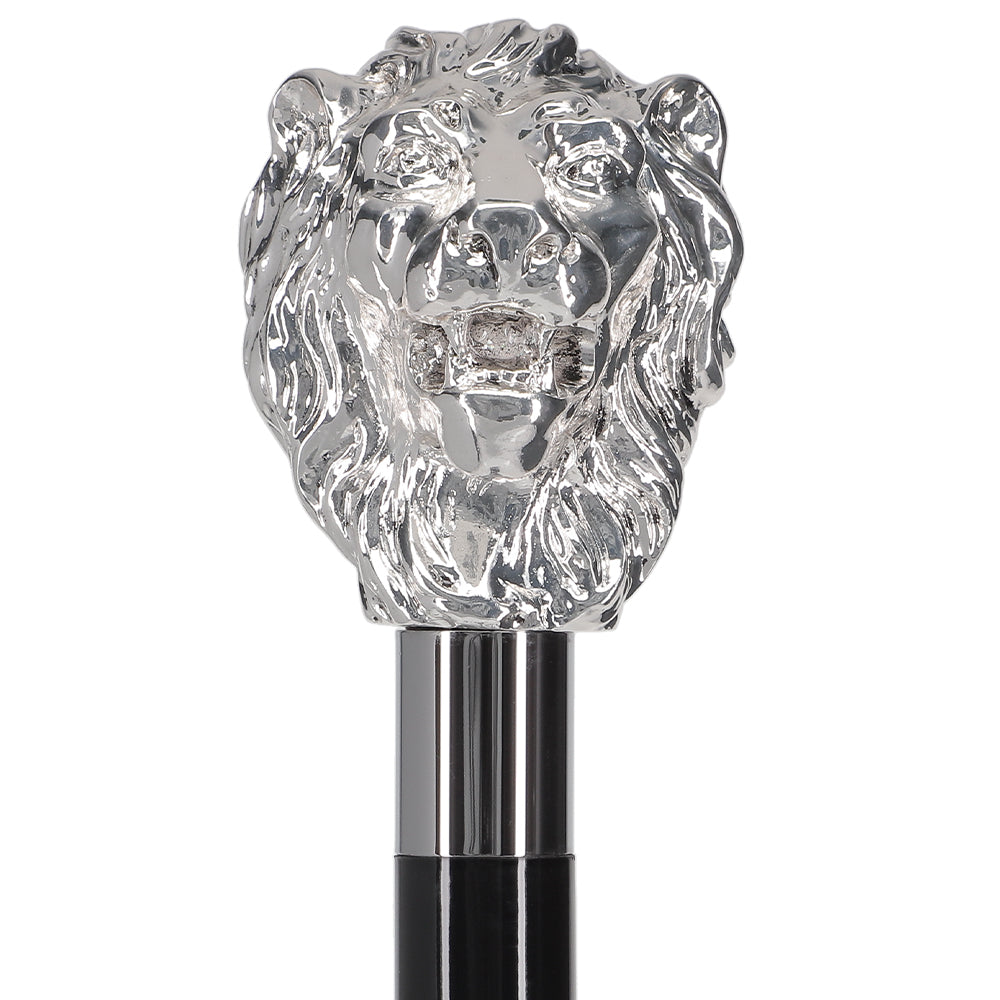 Scratch and Dent Italian Luxury: Majestic Lion Head Walking Stick, 925r Silver V2401 New Arrival Cheap Online