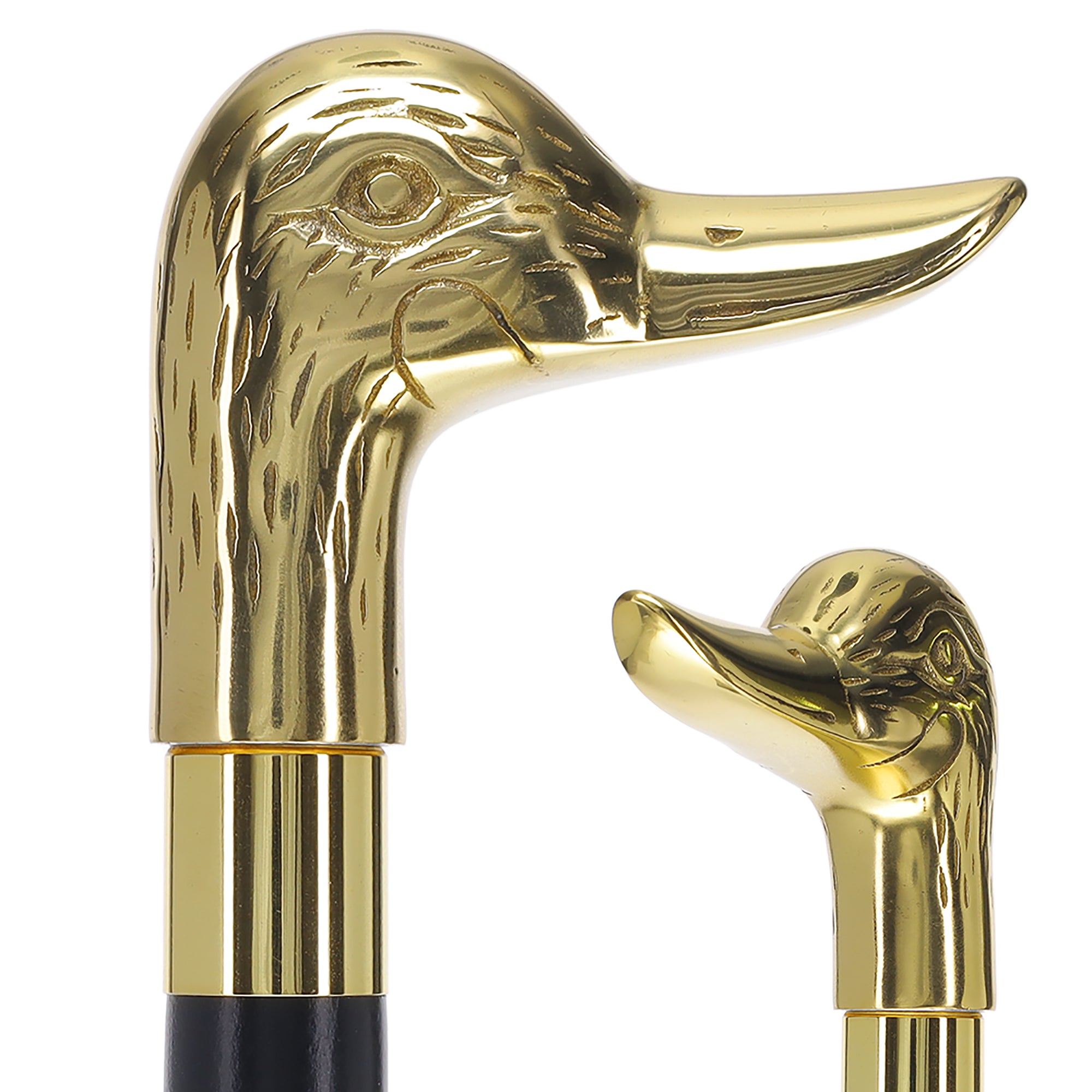 Premium Brass Duck Handle Walking Cane: Custom Shaft & Collar Discount 2025 Newest