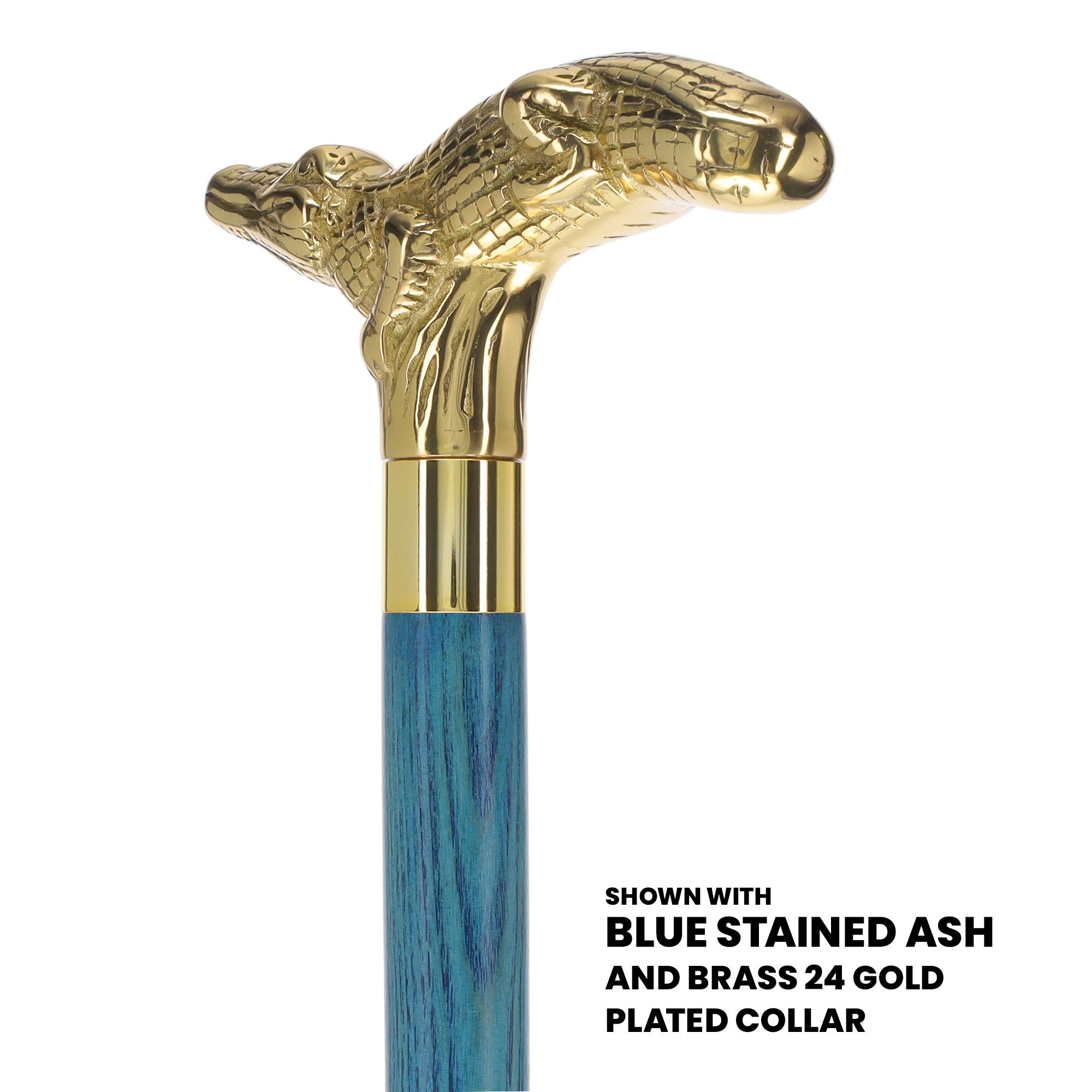 Premium Brass Alligator Handle Cane: Stained Custom Color Shaft Ebay