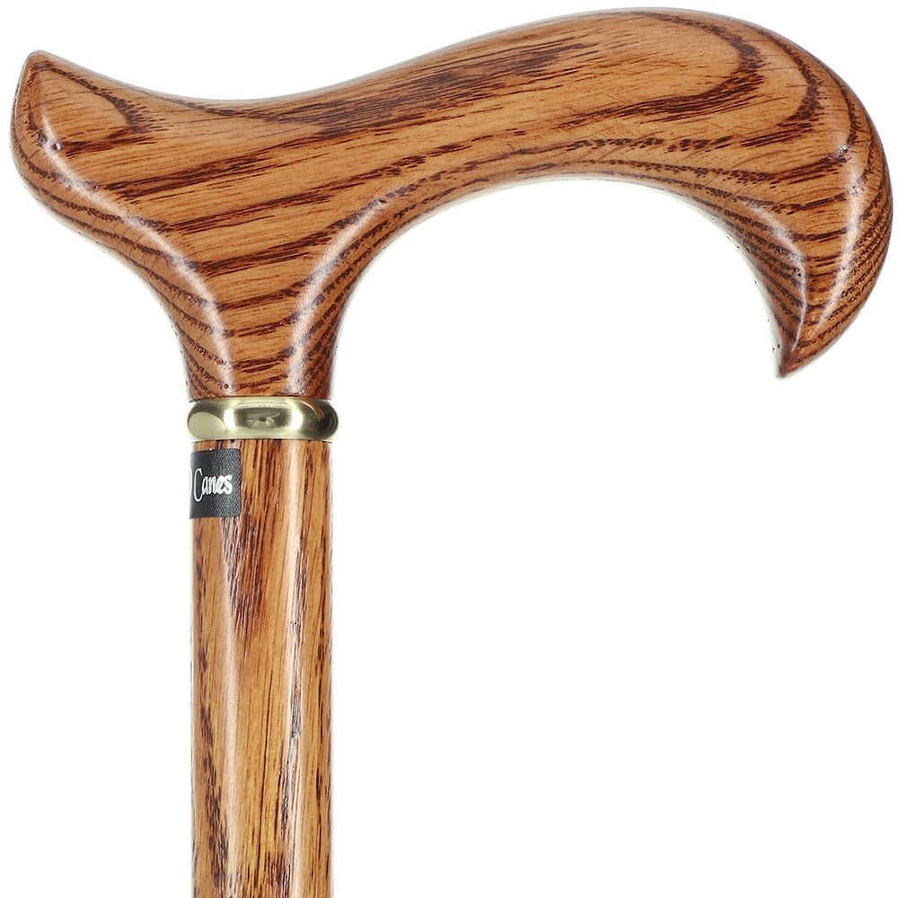 Strong Natural Oak Derby Cane with Gold Collar Free Shipping Big Discount