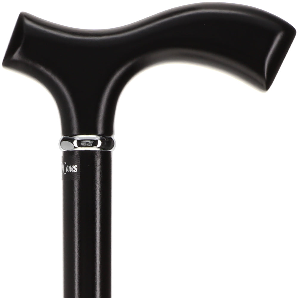 Sleek Black Fritz Walking Cane, Beechwood w/ Silver Collar Outlet Manchester