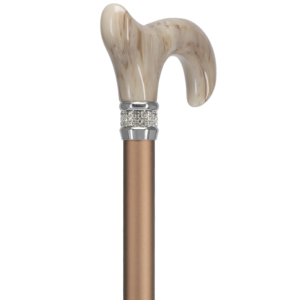 Rhinestone Designer Cane: Exquisite Pearlz Champagne Swirl Clearance Classic