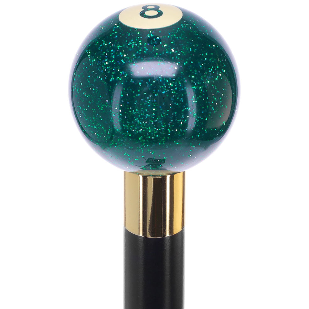 Green Sparkle 8 Ball Shift Knob Cane Cane w/ Custom Wood Shaft & Collar Cheap Sale How Much