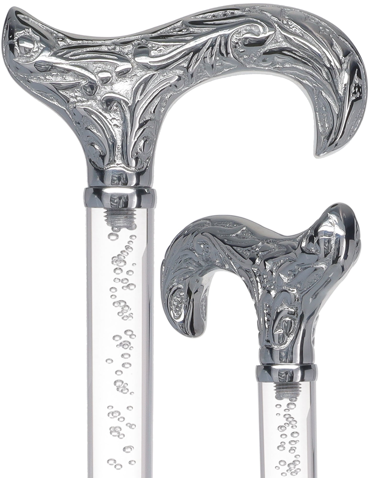 Crystal Elegance Chrome Derby Cane with Invisible Acrylic Shaft Options Latest Collections Online