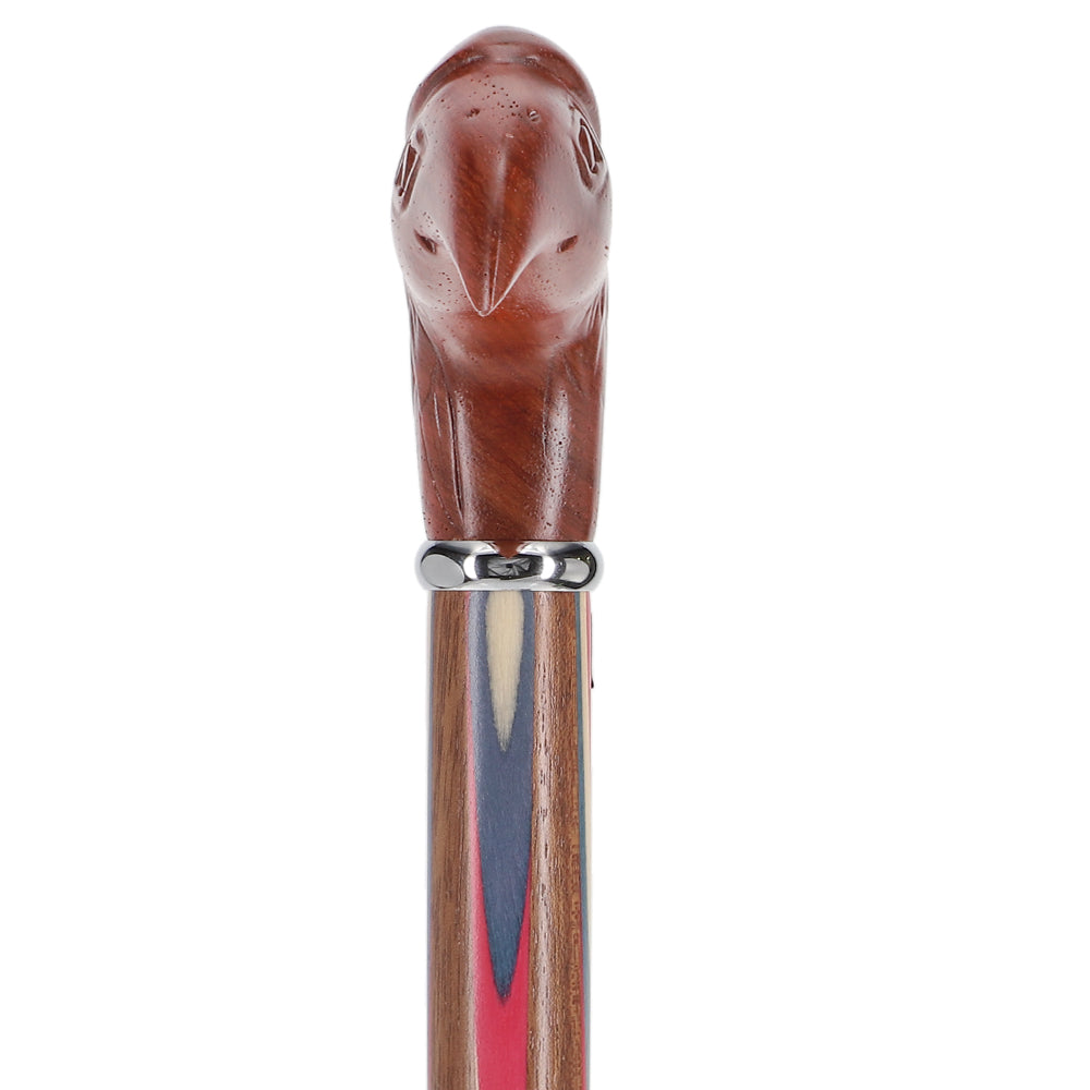 Scratch and Dent Colors Don't Run Eagle Handle Walking Cane With Inlaid Ovangkol Shaft and Silver Collar V2169 Outlet 100% Original