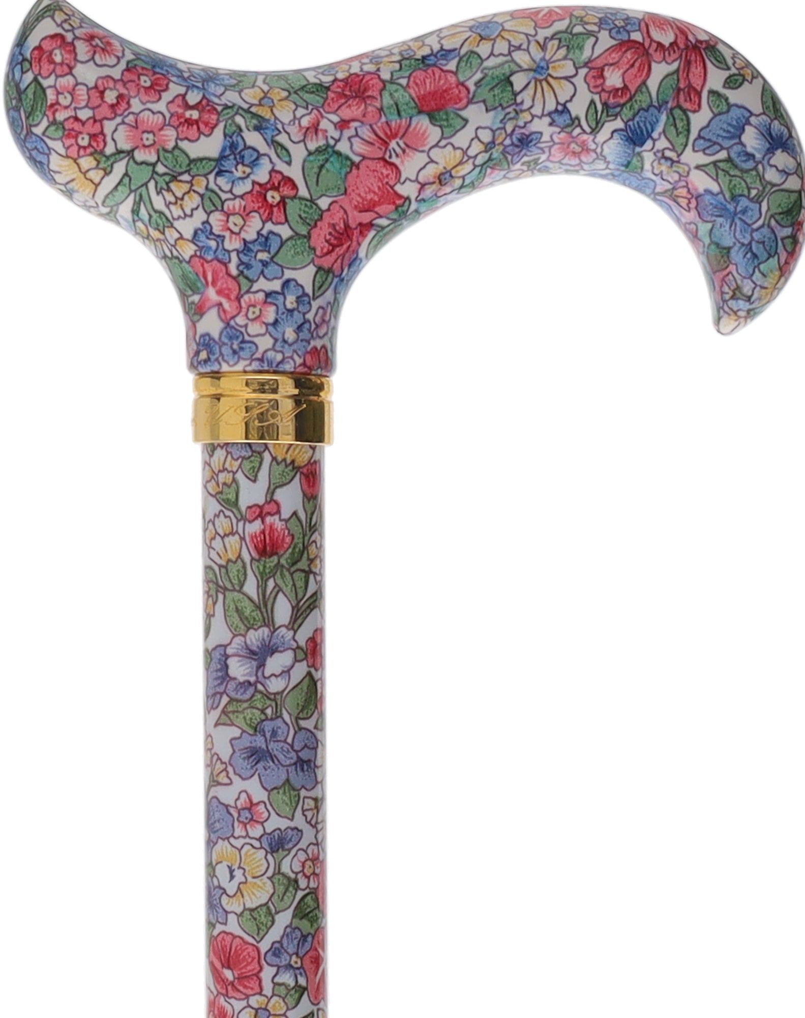 Limited single item listing: White Derby Walking cane with blue and pink flowers 2025 New