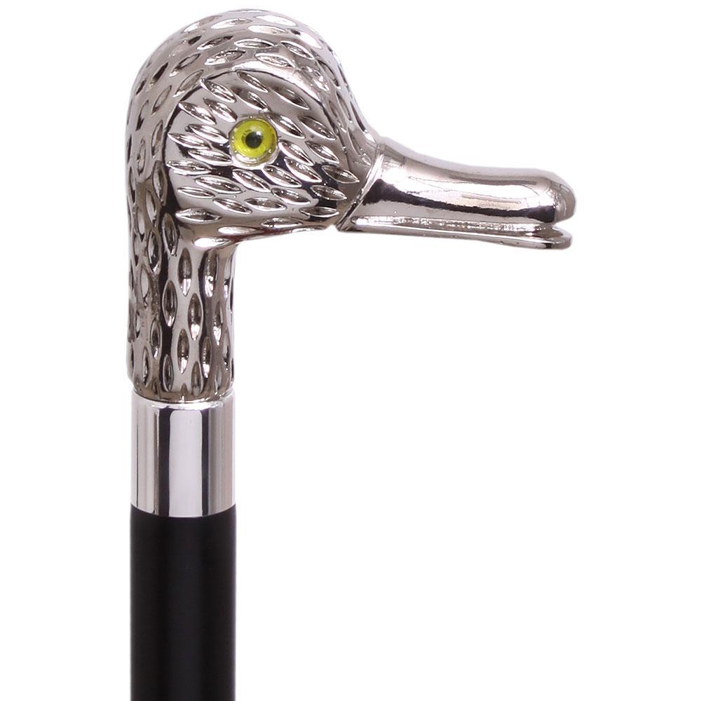 Feathered Duck Nickel Plated Handle Cane Italian Handle w/ Custom Shaft & Collar Buy Online Cheap Pice