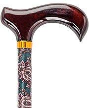 Scratch and Dent Green Paisley Standard Adjustable Derby Walking Cane with Brass Collar V1722 Popular Online