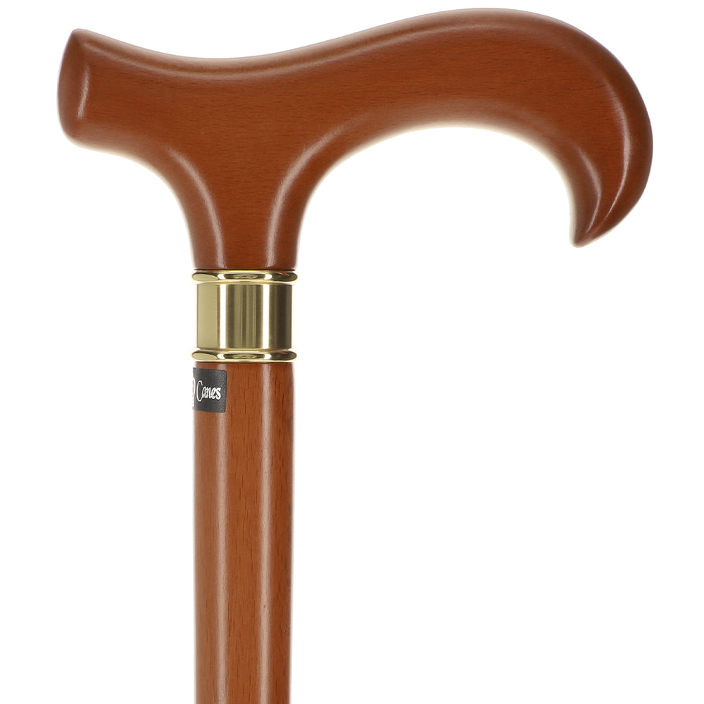 Scratch and Dent Extra Long, Super Strong Brown Derby Walking Cane With Beechwood Shaft and Brass Collar V2316 Cheap Perfect