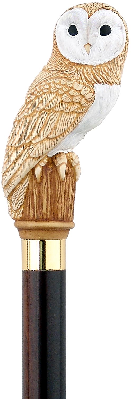 Scratch and Dent Owl Walking Stick With Brown Beechwood Shaft and Brass Collar V3468 Free Shipping Clearance Store