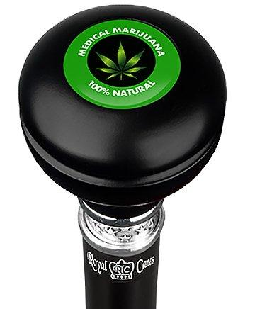 Medical Marijuana Knob Walking Stick w/ Black Beechwood Shaft & Pewter Collar Cheap Order