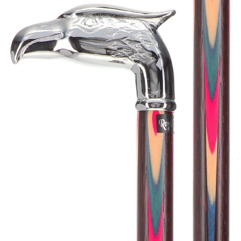 Patriotic Chrome Plated Eagle Head Cane: Inlaid Wenge Wood Discount Cost