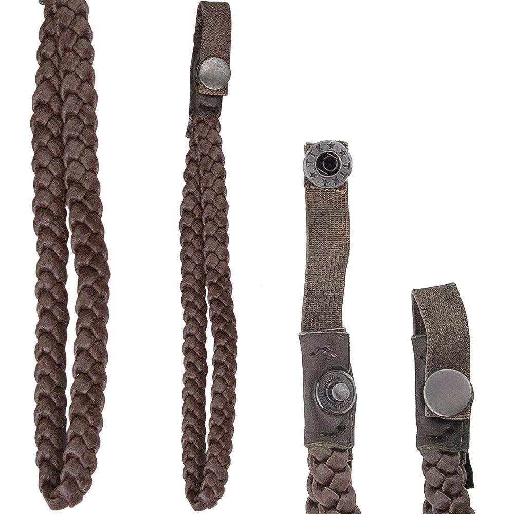 Braided Cane Wrist Strap with Snap, Faux Brown Leather Cheap Sale Cheap