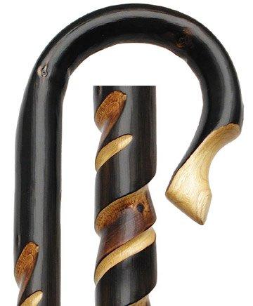 Hand-Carved Sheppard Spiral Cane - Elegant Chestnut High Quality For Sale