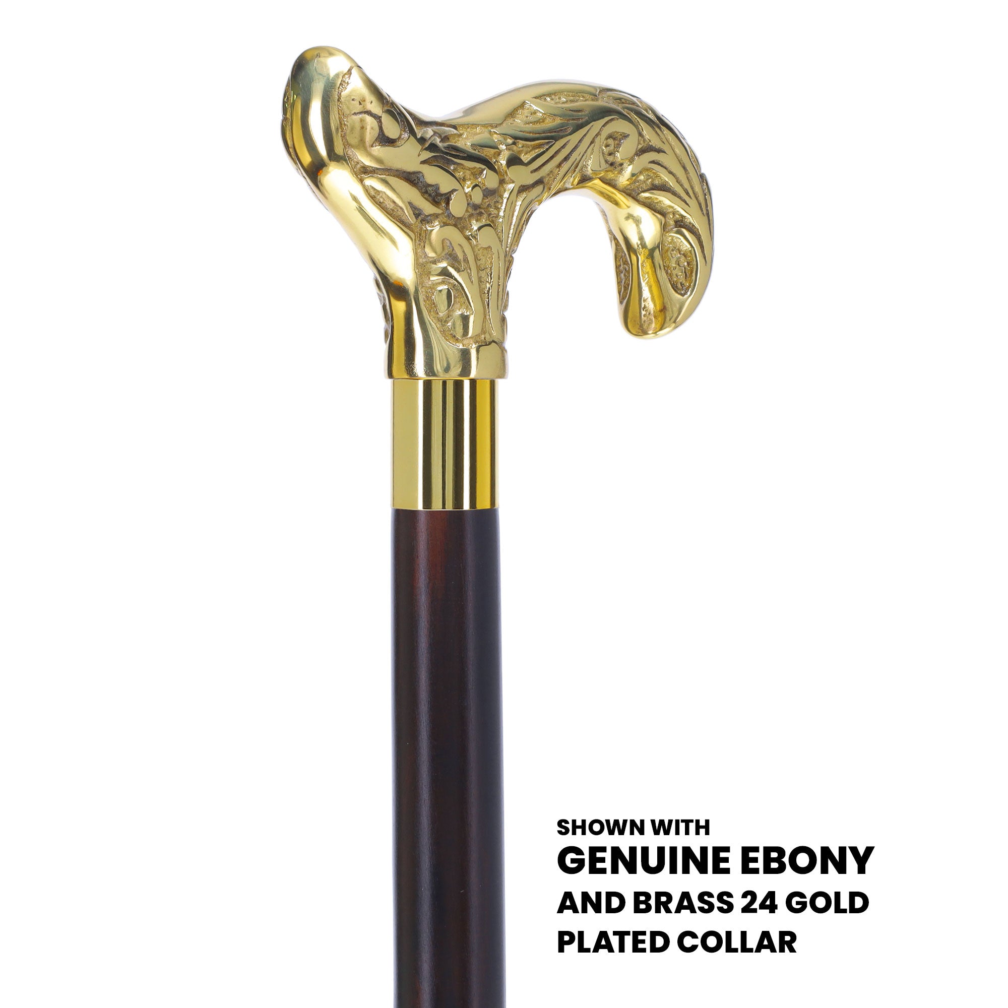 Scratch and Dent Brass Derby Handle Walking Cane w/ Brown Beechwood Shaft and Aluminum Gold Collar V2112 Outlet Countdown Package