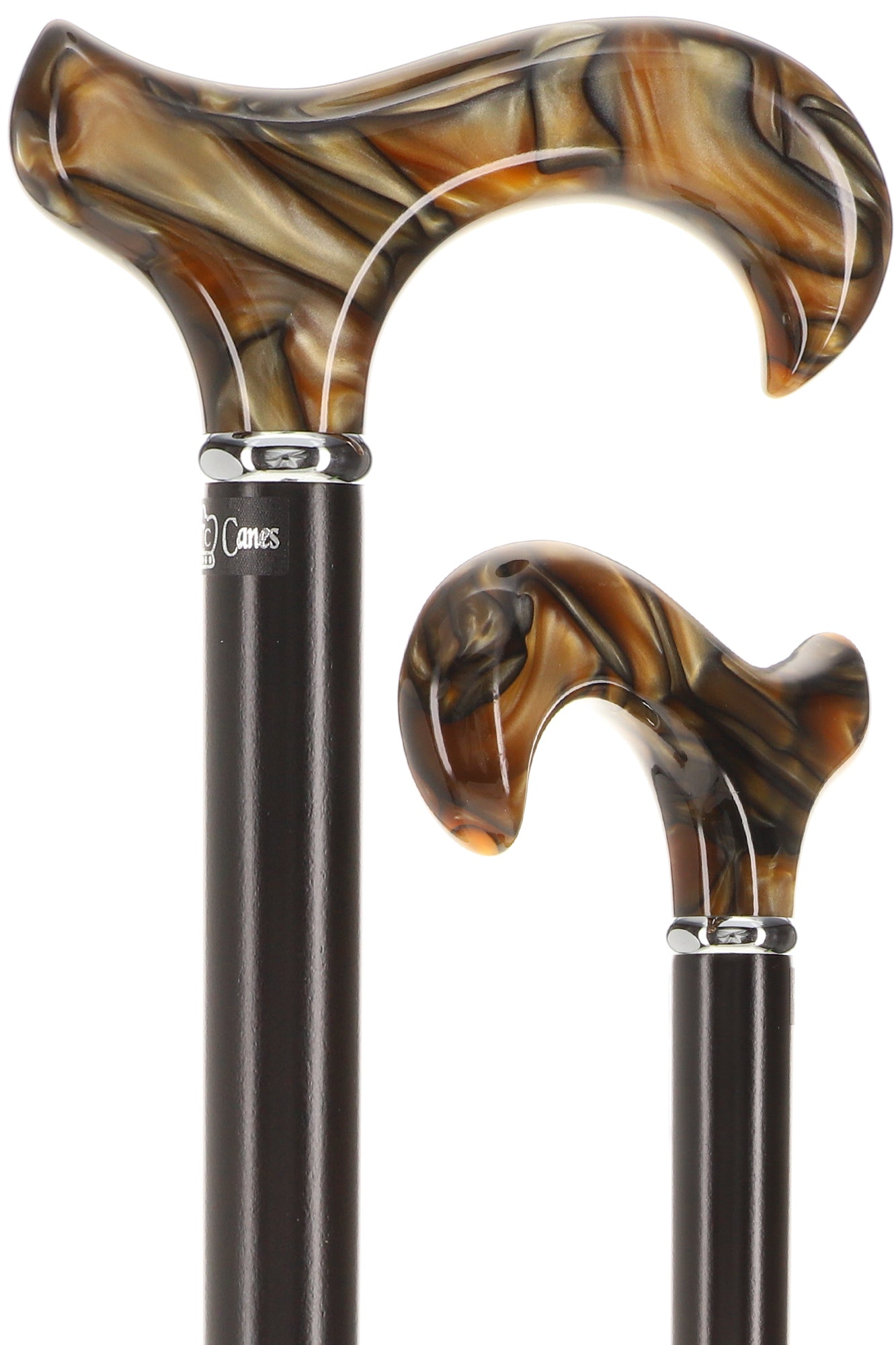 Scratch and Dent Golden Sienna Derby Walking Cane With Black Beechwood Shaft and Silver Collar V2182 Discount Latest