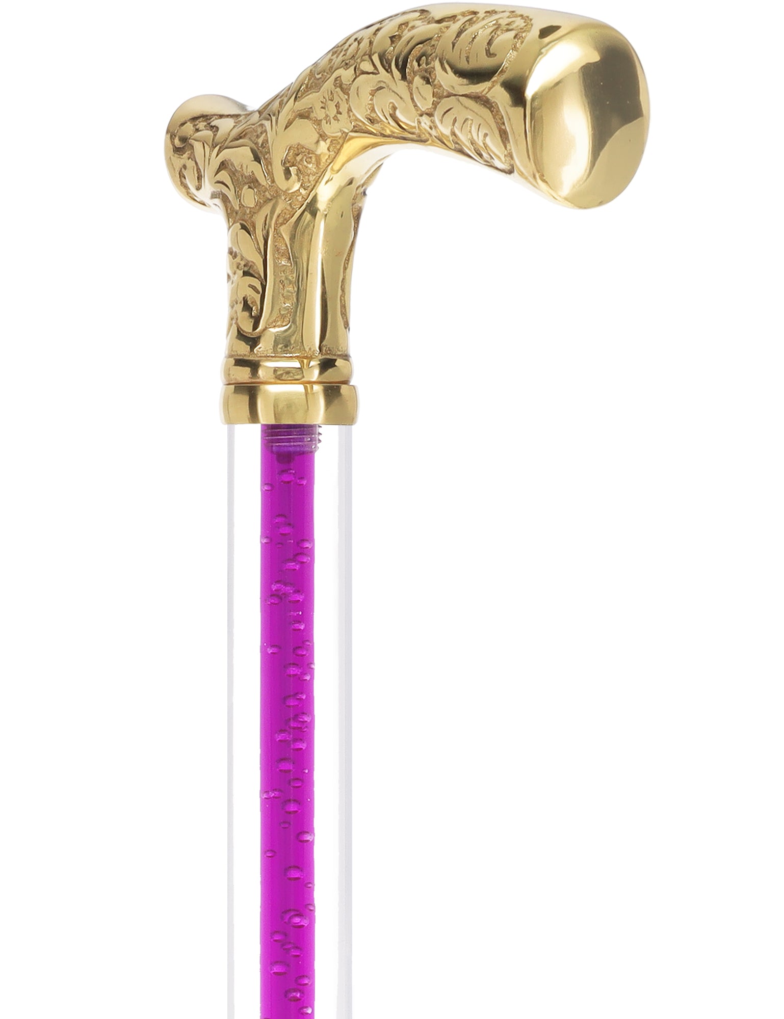 Color Crystal Elegance Brass Fritz Cane with Invisible Acrylic Shaft Options Buy Cheap Discount