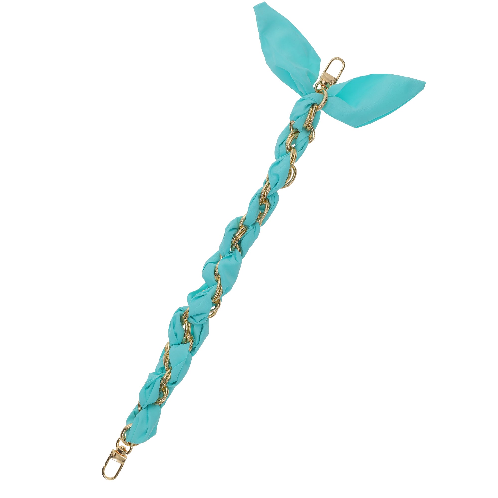 Gold Chain Wrist Strap - Luxury Blue-green Silk Satin Scarf for 16mm-18mm canes Pay With Visa Cheap Pice