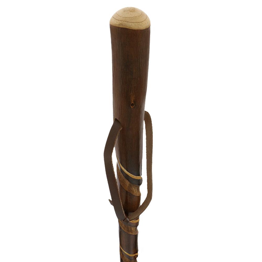 Chestnut-Ebony Carved Spiral Staff: Leather Strap, Combi Tip Clearance 2025 Unisex