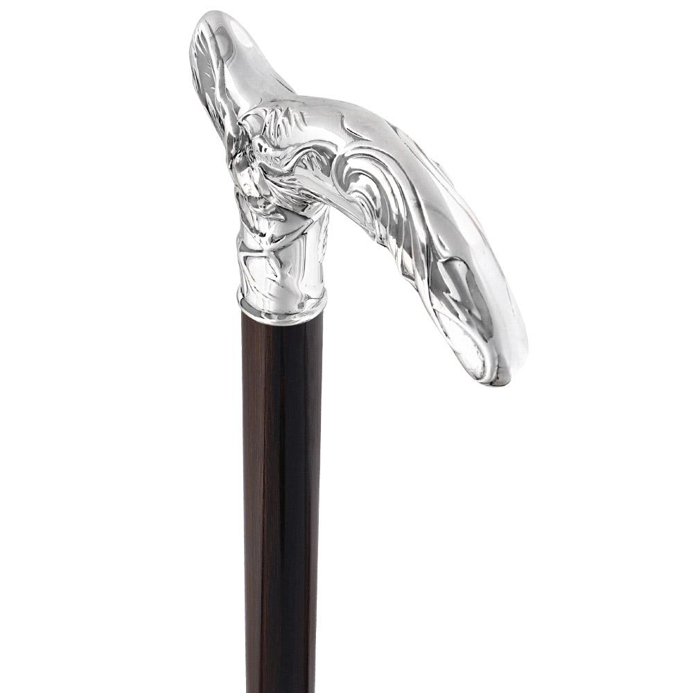 French Silver Birds of Feather Derby Cane: Stamina Wood 2025 Unisex