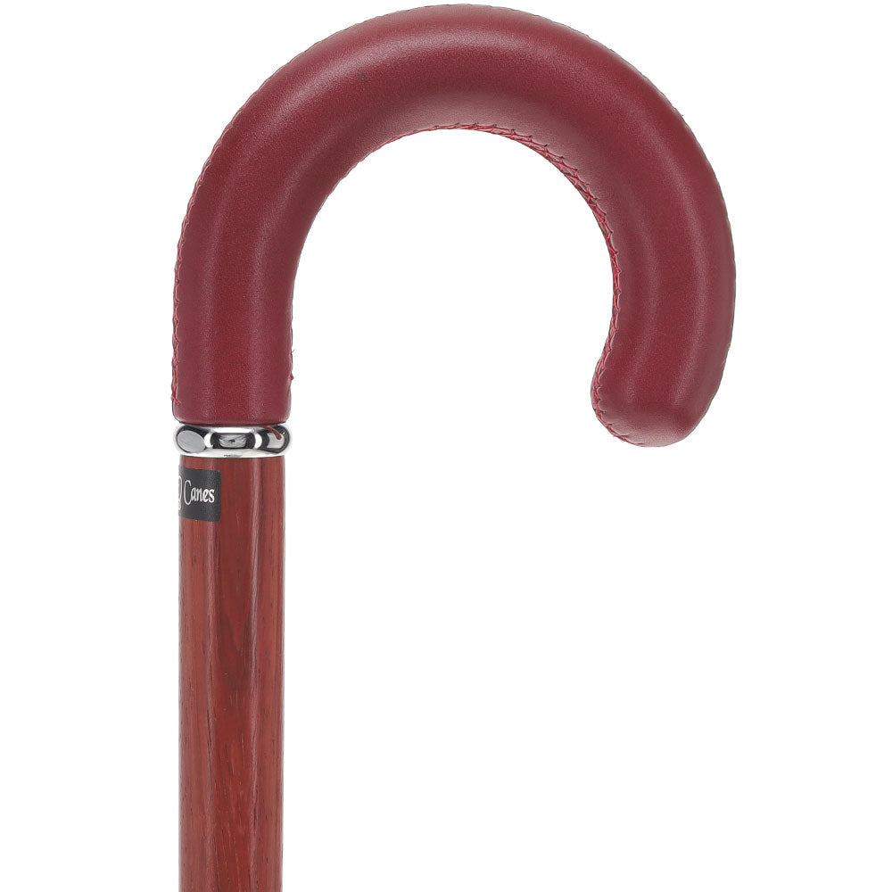 Soft Genuine Leather Grip: Burgundy Tourist Cane, Padauk Shaft Discount Brand New Unisex