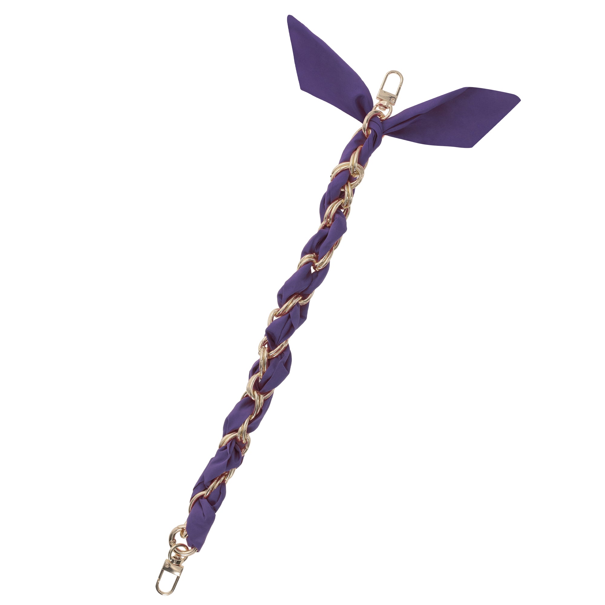 Gold Chain Wrist Strap - Luxury Violet Silk Satin scarf for 18mm-25mm canes Outlet Choice