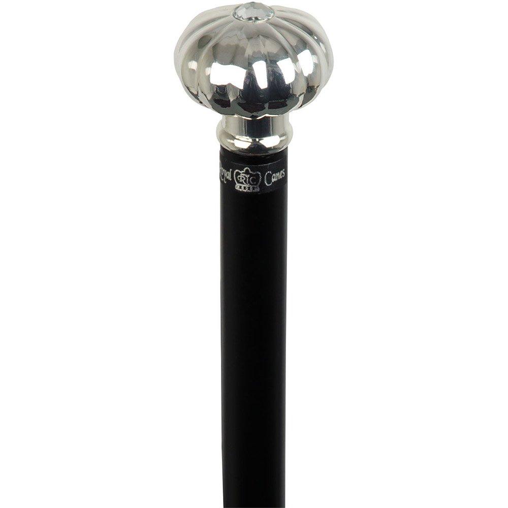 Scratch and Dent Silver Plated Pumpkin Knob Handle Walking Stick With Black Beechwood Shaft V2023 Clearance Huge Surprise