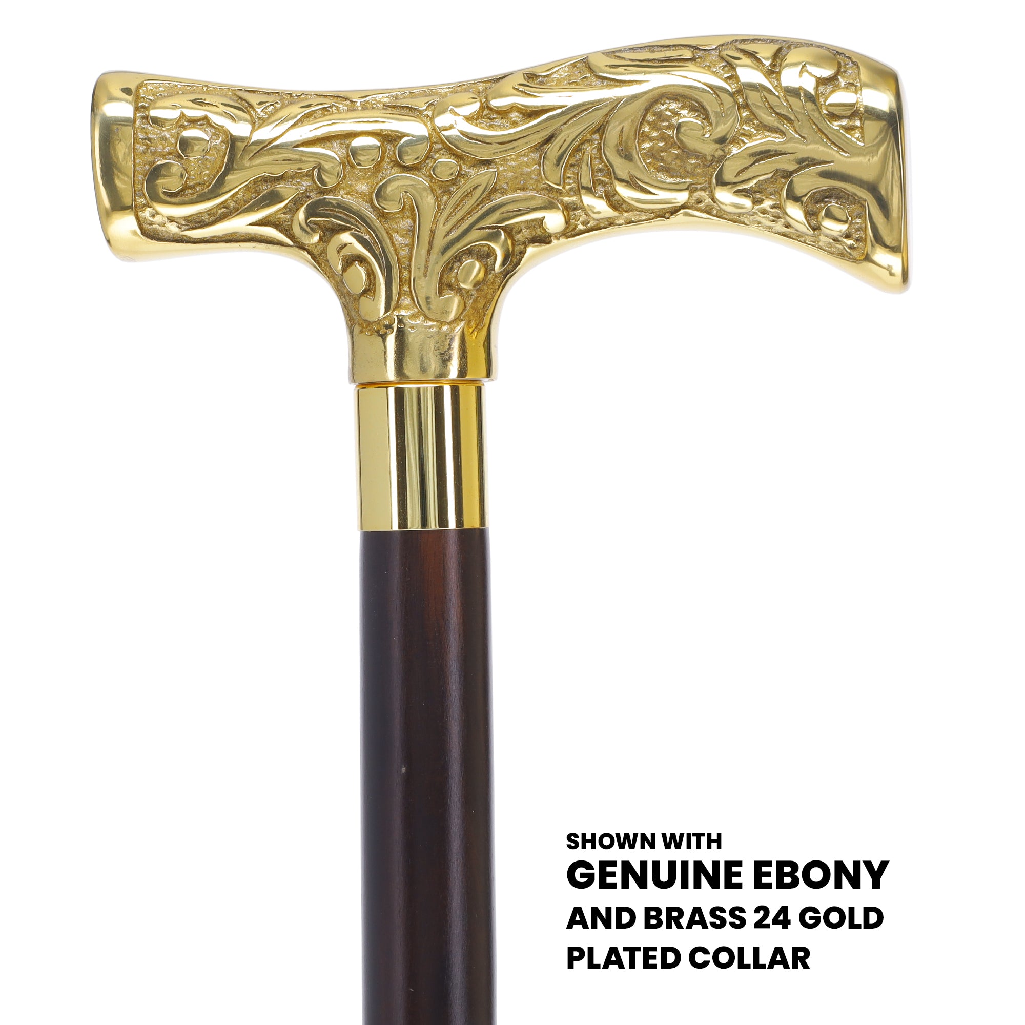 Premium Brass T-shaped Handle Walking Cane: Custom Shaft & Collar Sale Online Online