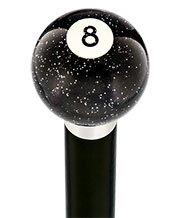 8 Ball Black Sparkle Round Knob Cane w/ Custom Wood Shaft & Collar Best Wholesale Cheap Pice