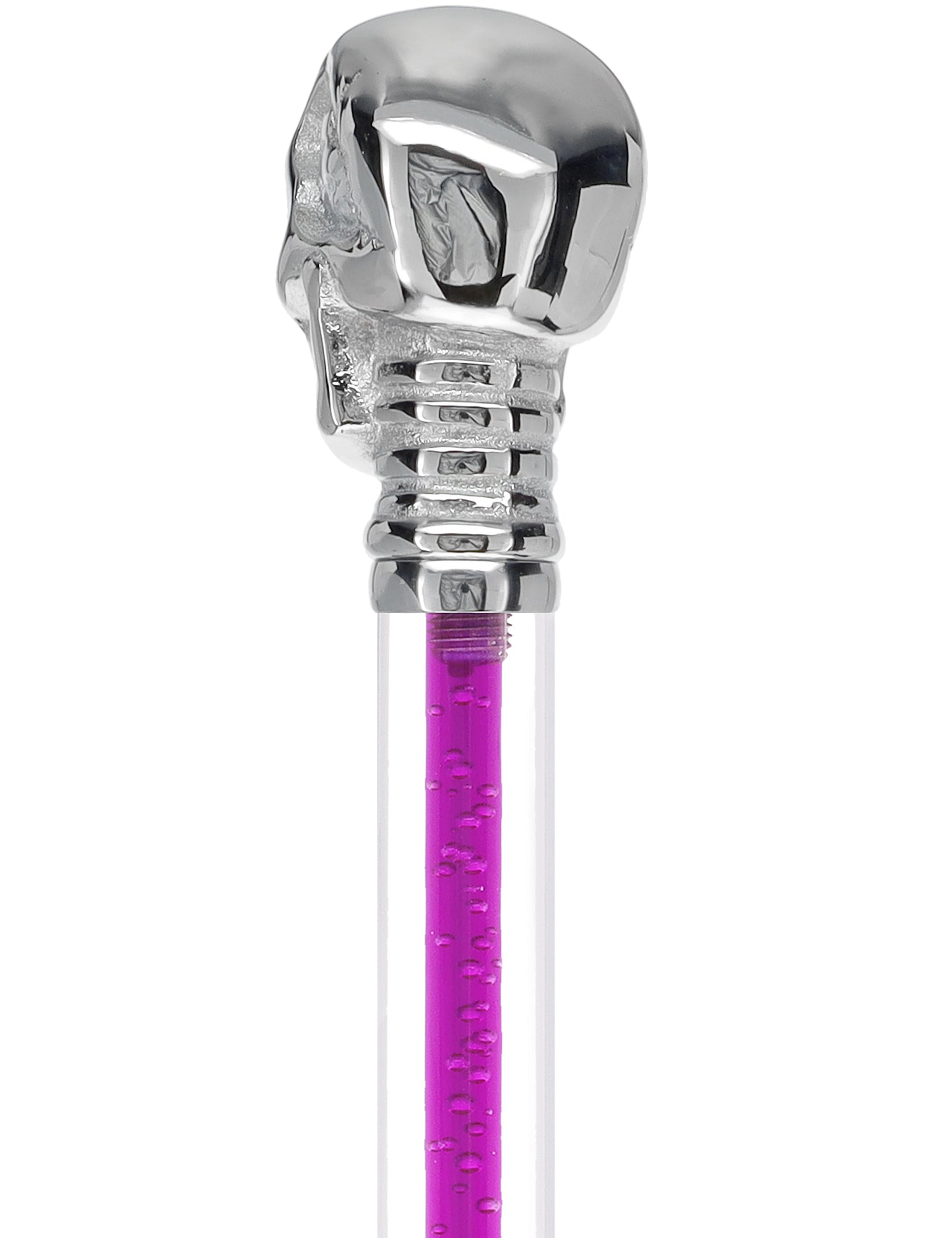 Color Crystal Elegance Chrome Skull Cane with Invisible Acrylic Shaft Options Discount Great Deals