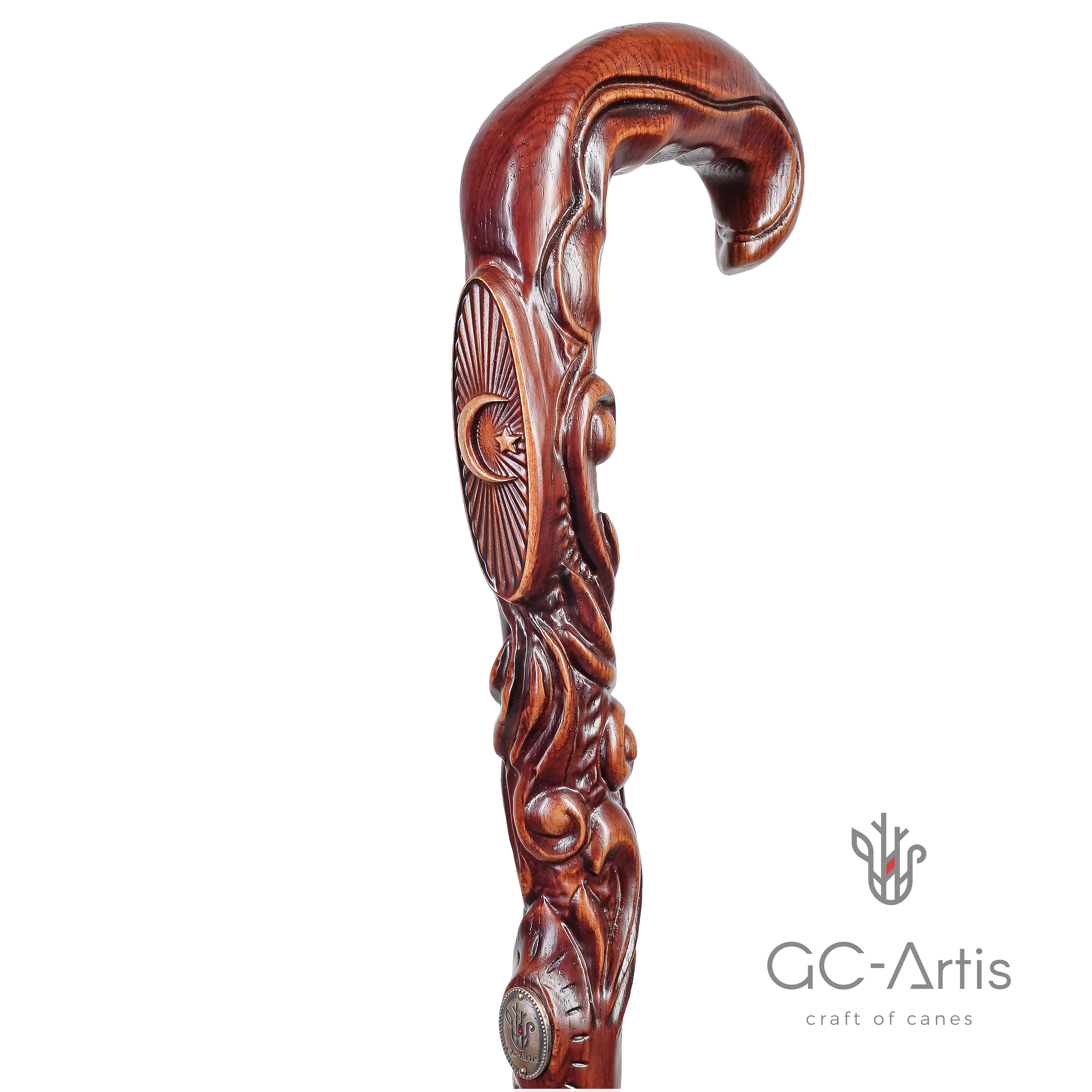 Muslim Symbol Carved Wood Cane: Unique Wood Handcarved Artisan Detail Buy Cheap 2025 New