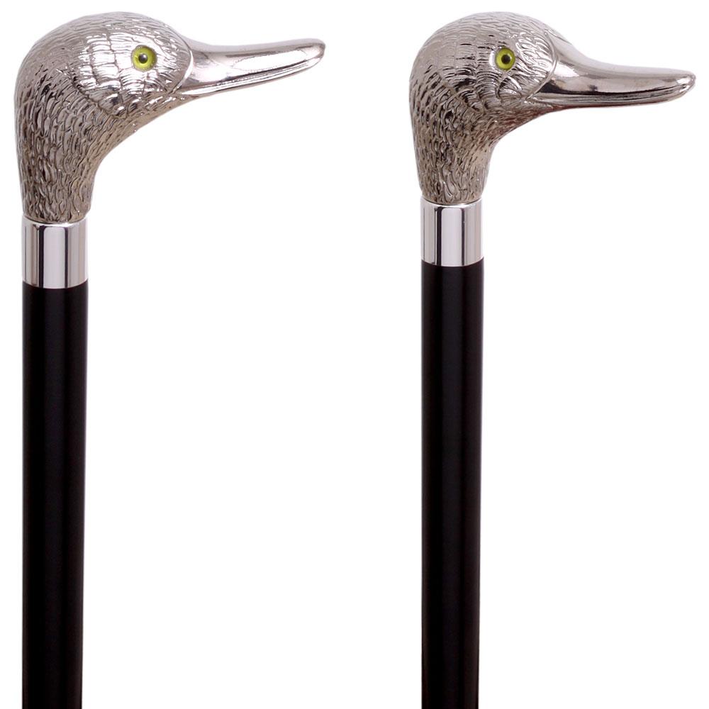 Mallard Duck Nickel Plated Handle Italian Handle Cane w/ Custom Shaft & Collar Lowest Pice
