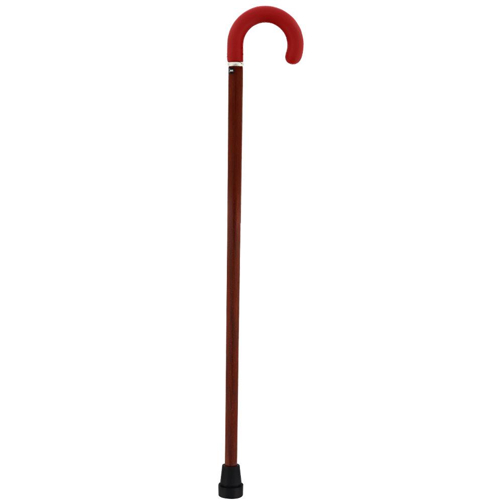 Scratch and Dent Burgundy Leather Tourist Walking Cane With Padauk Wood Shaft and Silver Collar V1579 Discount For Nice