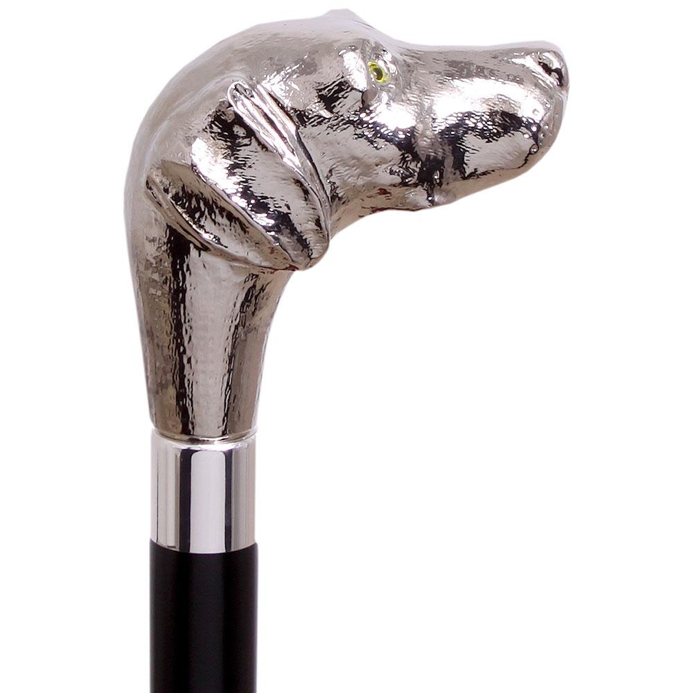 Labrador Nickel Plated Handle Cane Italian Handle w/ Custom Shaft & Collar Outlet With Credit Card