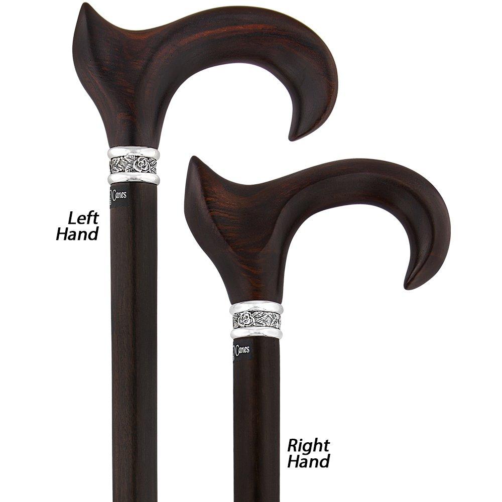 Scratch and Dent Cocobolo Ergonomic Handle Walking Cane With Ebony Shaft and Pewter Rose Collar V3220 Free Shipping Clearance