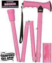 Scratch and Dent Folding Adjustable Pink Comfort Grip Walking Cane with Pink Ribbon V3422 Buy Cheap Low Shipping