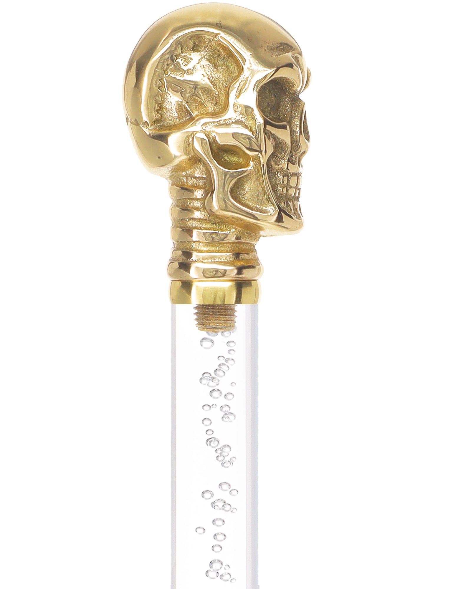 Crystal Elegance Brass Skull Cane with Invisible Acrylic Shaft Options Outlet