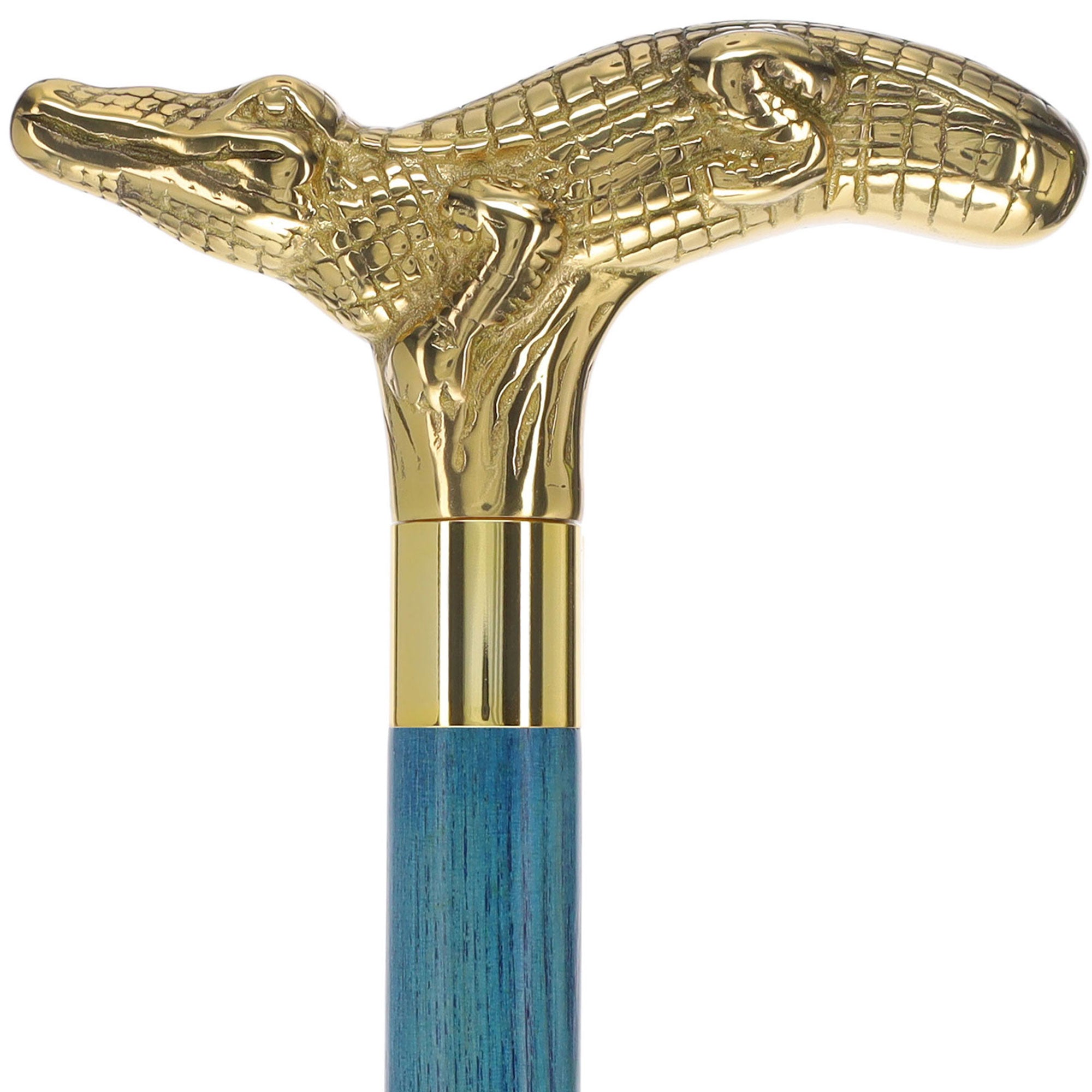 Premium Brass Alligator Handle Cane: Stained Custom Color Shaft Ebay