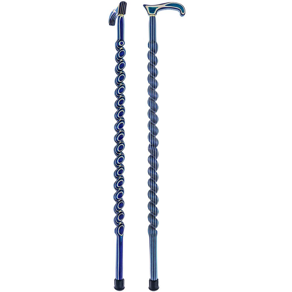 USA-Made Twisted Spiral Cane: Highlander Blue Durable Laminate 2025 New